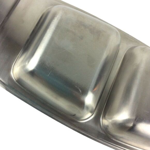 Stanley Roberts Snack Tray Divided Dish 6.5x14.5 18/8 Stainless Steel Vtg MCM - Picture 4 of 6